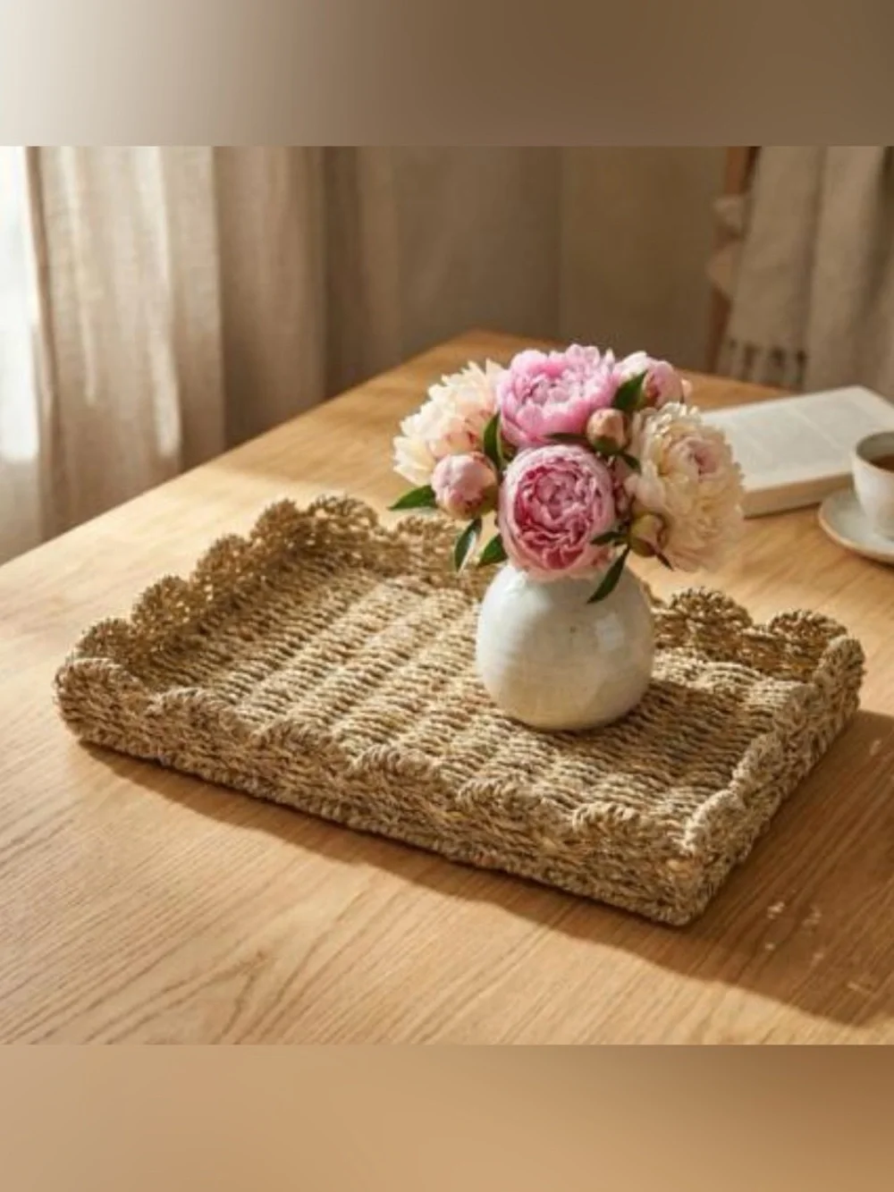 NWT Savy & Sorted Scalloped Wicker Tray 15